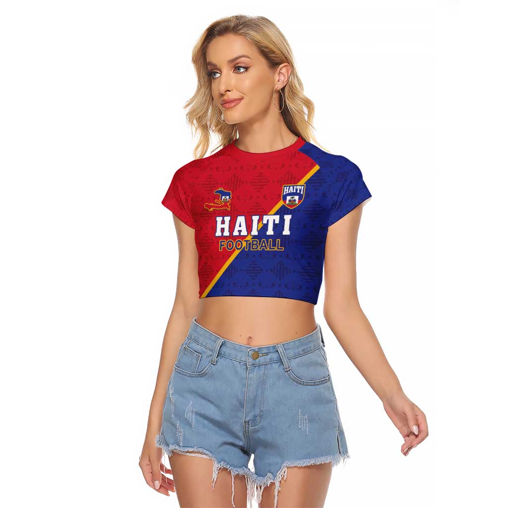 Custom Haiti Football Raglan Cropped T Shirt Les Grenadiers