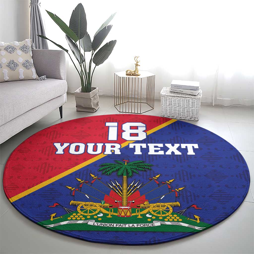 Custom Haiti Football Round Carpet Les Grenadiers