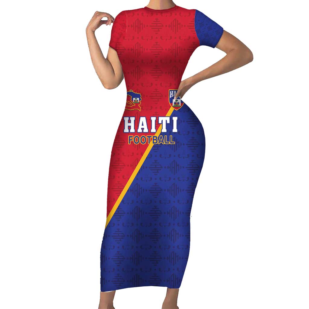 Custom Haiti Football Short Sleeve Bodycon Dress Les Grenadiers