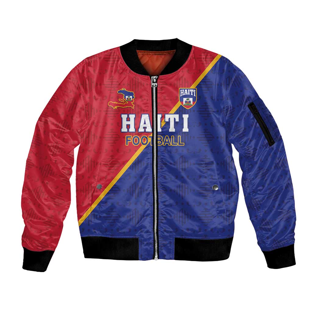 Custom Haiti Football Sleeve Zip Bomber Jacket Les Grenadiers