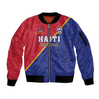 Custom Haiti Football Sleeve Zip Bomber Jacket Les Grenadiers