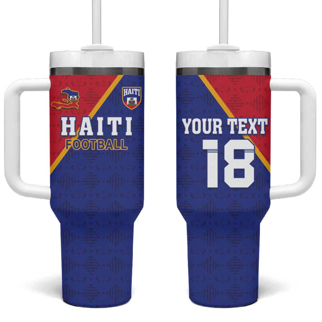 Custom Haiti Football Tumbler With Handle Les Grenadiers