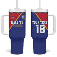 Custom Haiti Football Tumbler With Handle Les Grenadiers