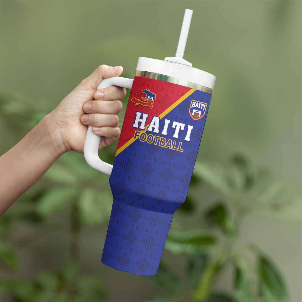 Custom Haiti Football Tumbler With Handle Les Grenadiers