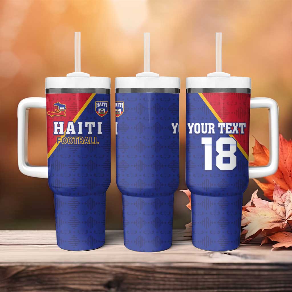 Custom Haiti Football Tumbler With Handle Les Grenadiers