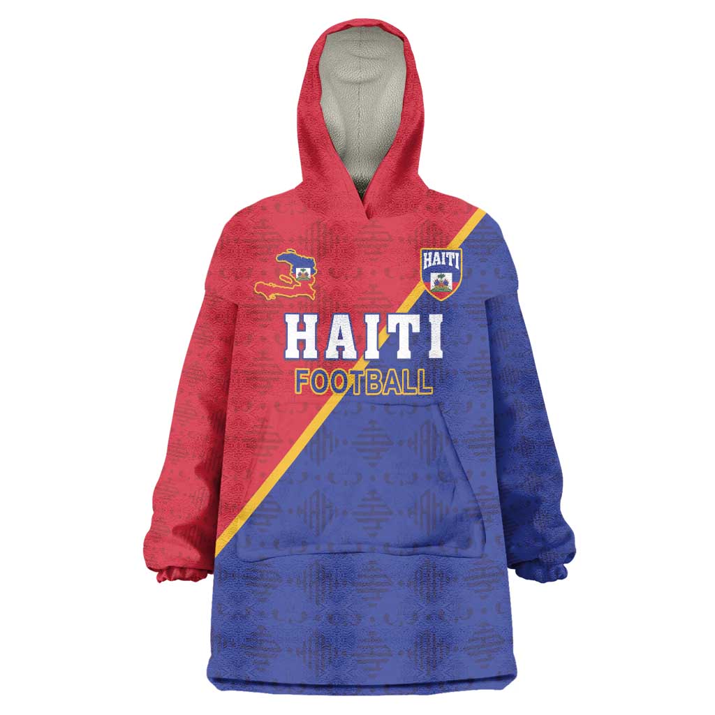 Custom Haiti Football Wearable Blanket Hoodie Les Grenadiers