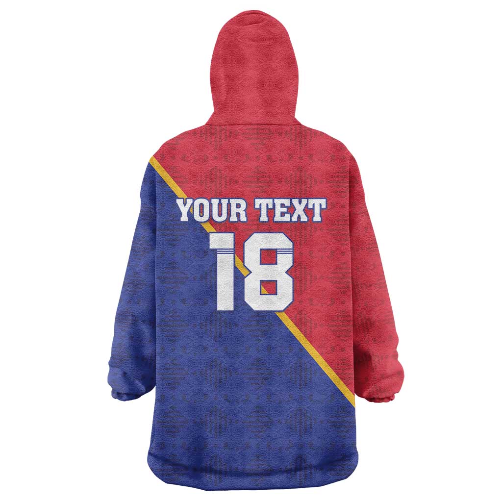 Custom Haiti Football Wearable Blanket Hoodie Les Grenadiers
