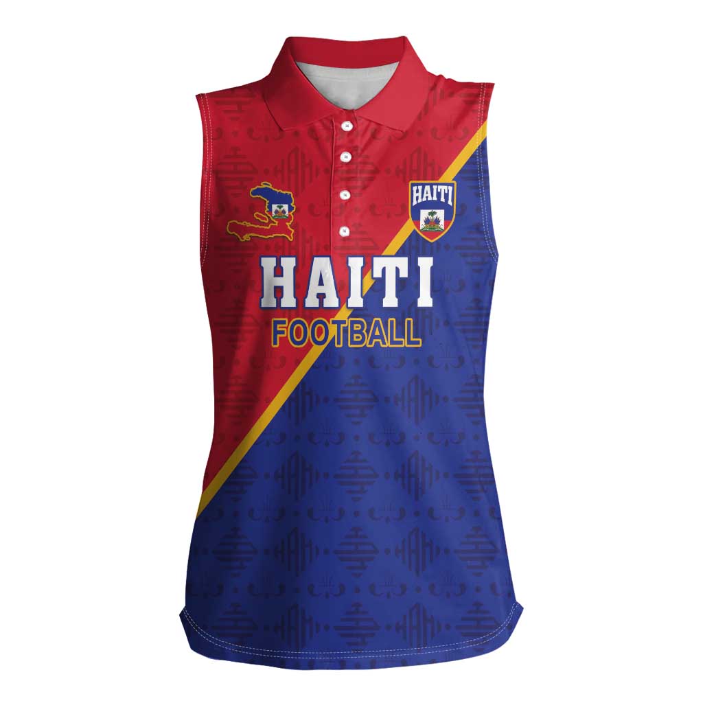 Custom Haiti Football Women Sleeveless Polo Shirt Les Grenadiers