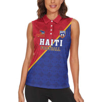Custom Haiti Football Women Sleeveless Polo Shirt Les Grenadiers