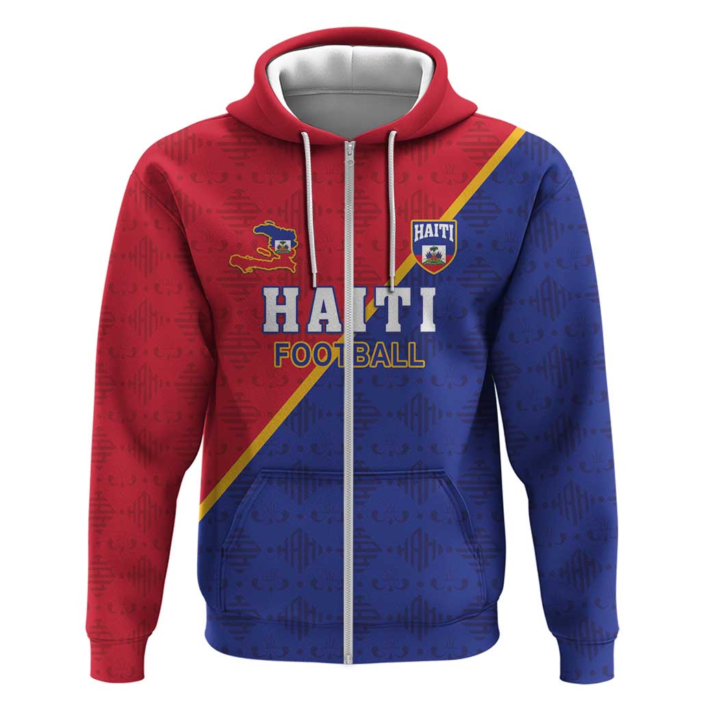 Custom Haiti Football Zip Hoodie Les Grenadiers