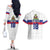 Custom Haiti Football Couples Matching Off The Shoulder Long Sleeve Dress and Hawaiian Shirt Ekip foutbol Ayiti