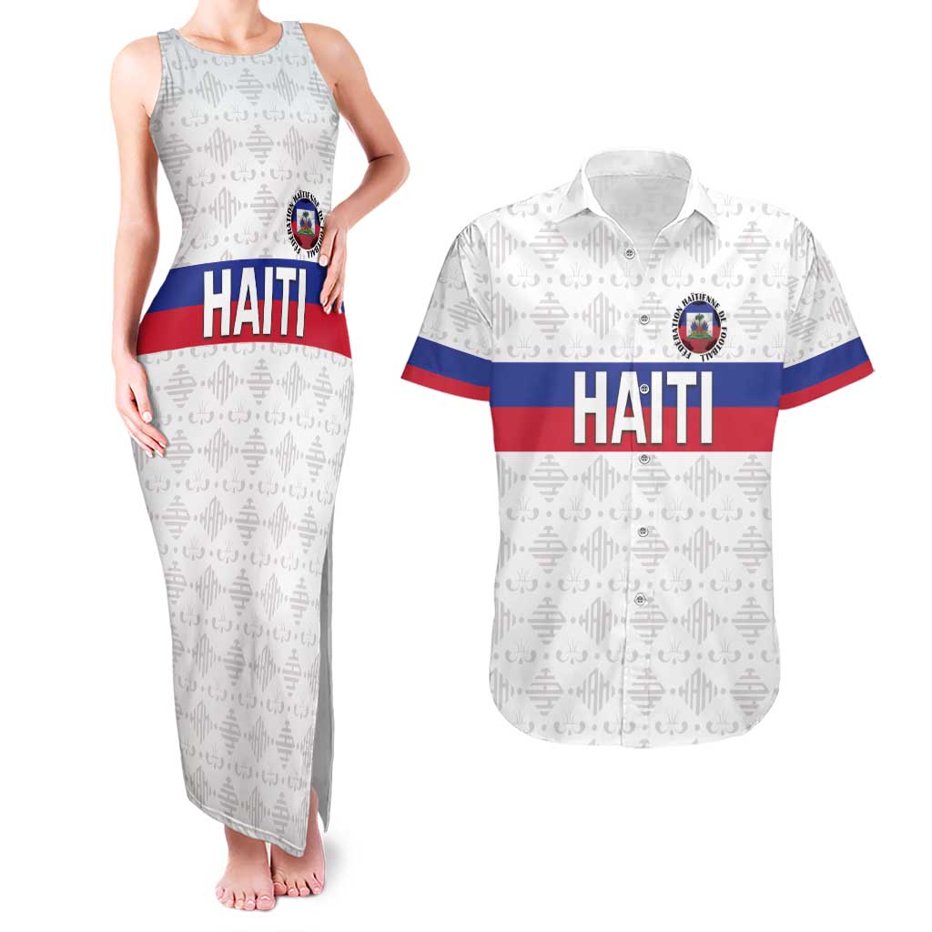 Custom Haiti Football Couples Matching Tank Maxi Dress and Hawaiian Shirt Ekip foutbol Ayiti