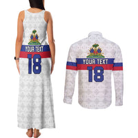 Custom Haiti Football Couples Matching Tank Maxi Dress and Long Sleeve Button Shirt Ekip foutbol Ayiti
