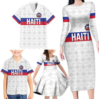 Custom Haiti Football Family Matching Long Sleeve Bodycon Dress and Hawaiian Shirt Ekip foutbol Ayiti