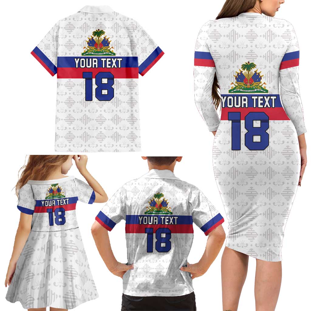 Custom Haiti Football Family Matching Long Sleeve Bodycon Dress and Hawaiian Shirt Ekip foutbol Ayiti