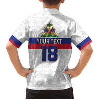 Custom Haiti Football Family Matching Off The Shoulder Long Sleeve Dress and Hawaiian Shirt Ekip foutbol Ayiti