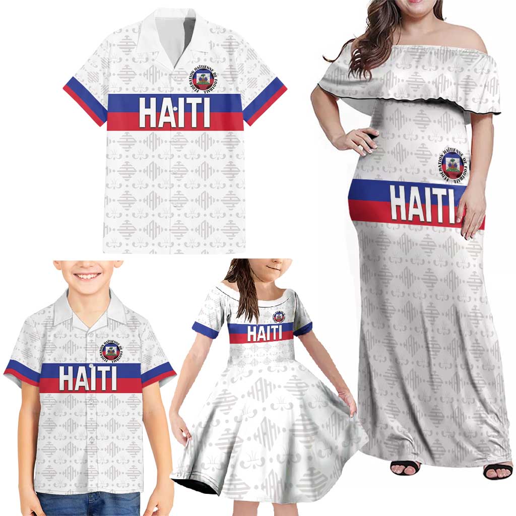 Custom Haiti Football Family Matching Off Shoulder Maxi Dress and Hawaiian Shirt Ekip foutbol Ayiti