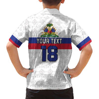 Custom Haiti Football Family Matching Off Shoulder Short Dress and Hawaiian Shirt Ekip foutbol Ayiti