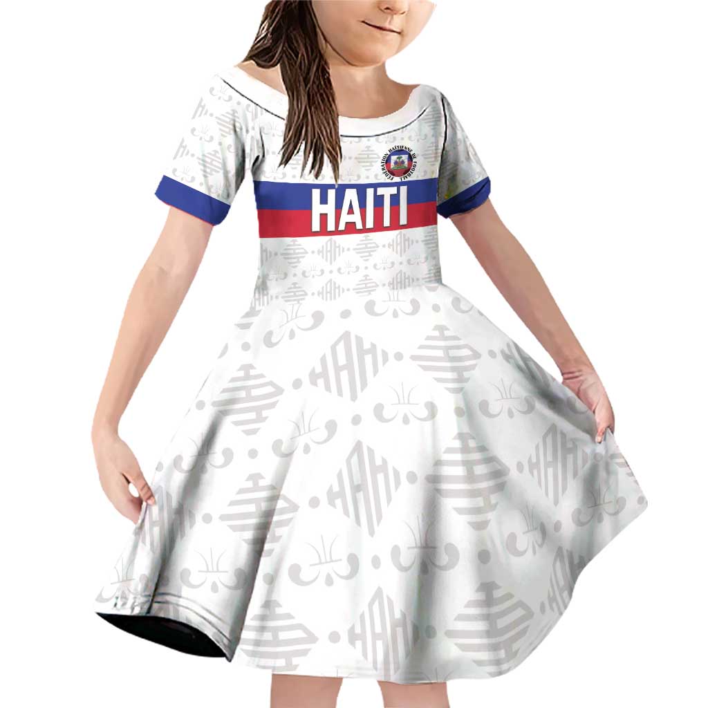 Custom Haiti Football Family Matching Off Shoulder Short Dress and Hawaiian Shirt Ekip foutbol Ayiti