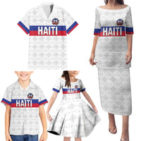 Custom Haiti Football Family Matching Puletasi and Hawaiian Shirt Ekip foutbol Ayiti