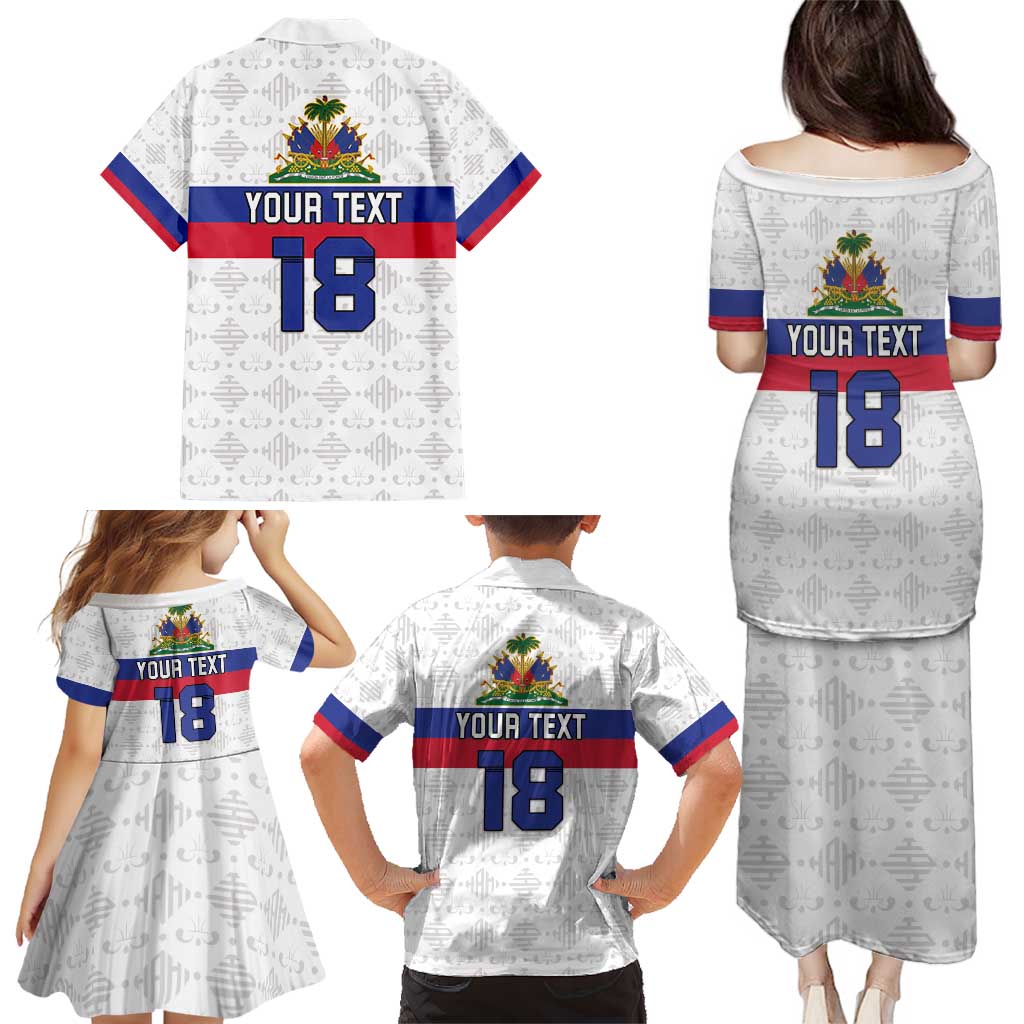 Custom Haiti Football Family Matching Puletasi and Hawaiian Shirt Ekip foutbol Ayiti
