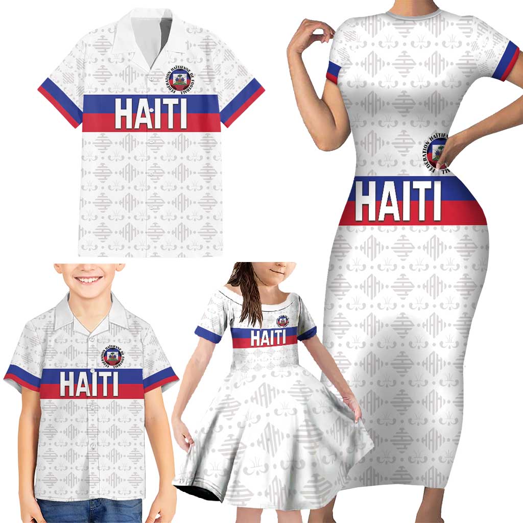 Custom Haiti Football Family Matching Short Sleeve Bodycon Dress and Hawaiian Shirt Ekip foutbol Ayiti