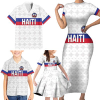 Custom Haiti Football Family Matching Short Sleeve Bodycon Dress and Hawaiian Shirt Ekip foutbol Ayiti