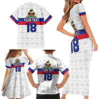 Custom Haiti Football Family Matching Short Sleeve Bodycon Dress and Hawaiian Shirt Ekip foutbol Ayiti