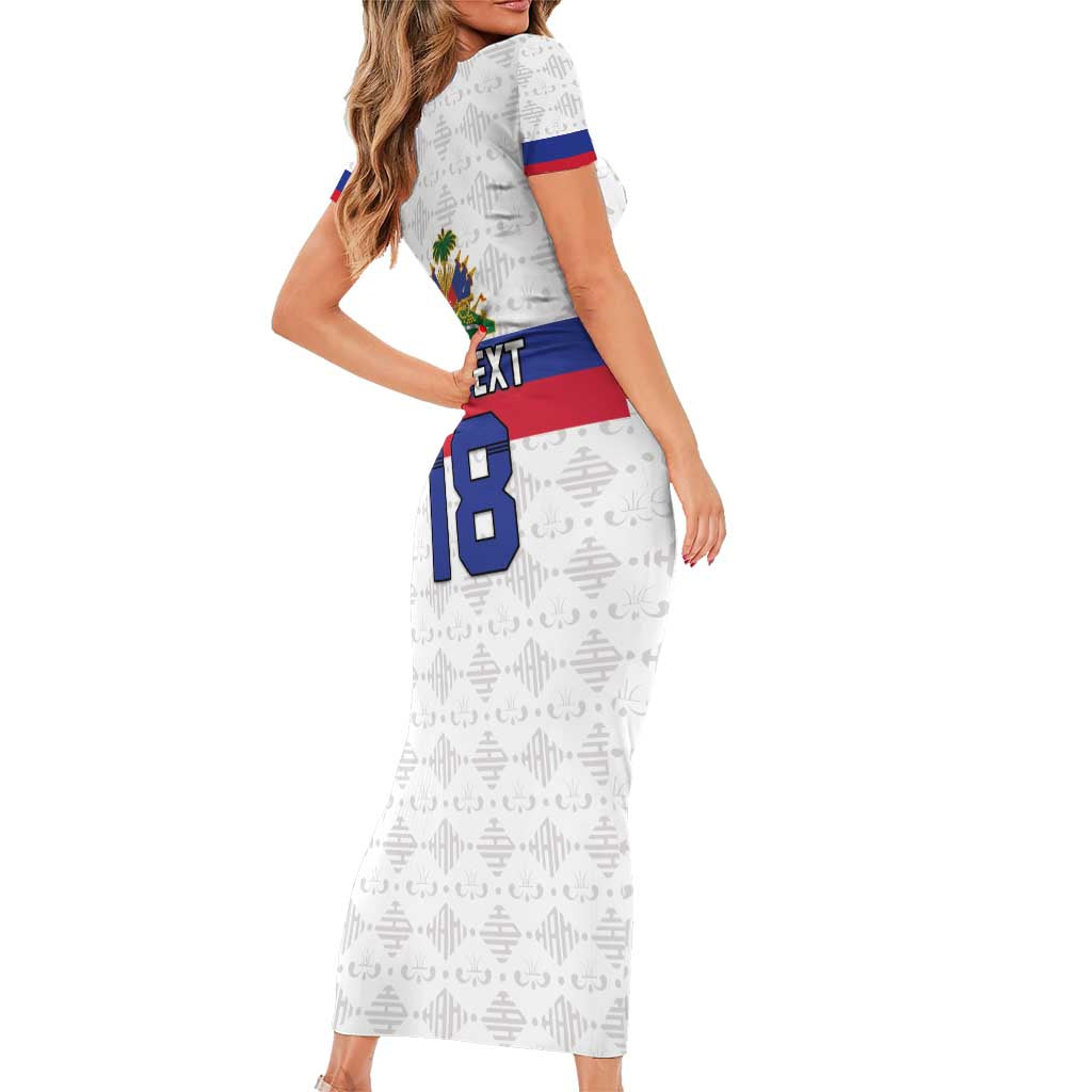 Custom Haiti Football Family Matching Short Sleeve Bodycon Dress and Hawaiian Shirt Ekip foutbol Ayiti