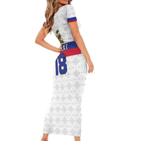Custom Haiti Football Family Matching Short Sleeve Bodycon Dress and Hawaiian Shirt Ekip foutbol Ayiti