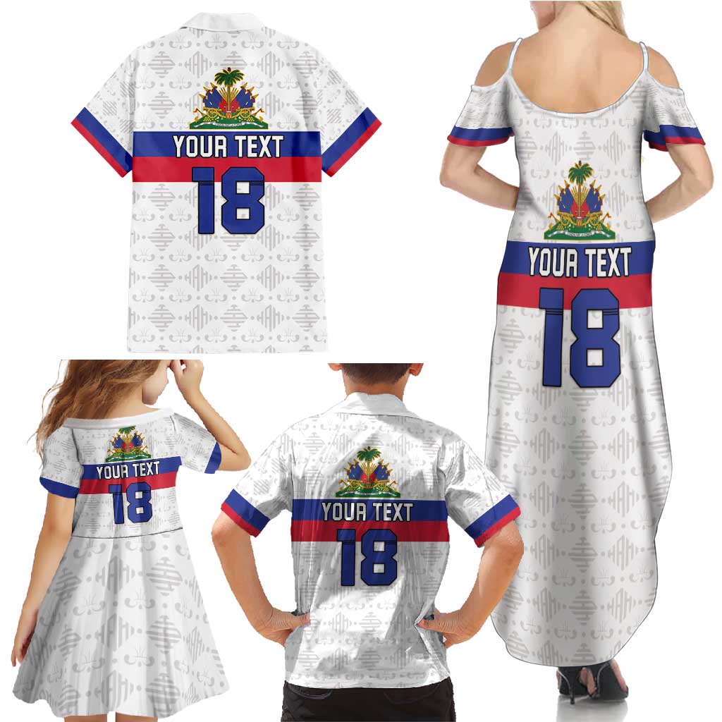 Custom Haiti Football Family Matching Summer Maxi Dress and Hawaiian Shirt Ekip foutbol Ayiti