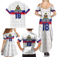 Custom Haiti Football Family Matching Summer Maxi Dress and Hawaiian Shirt Ekip foutbol Ayiti