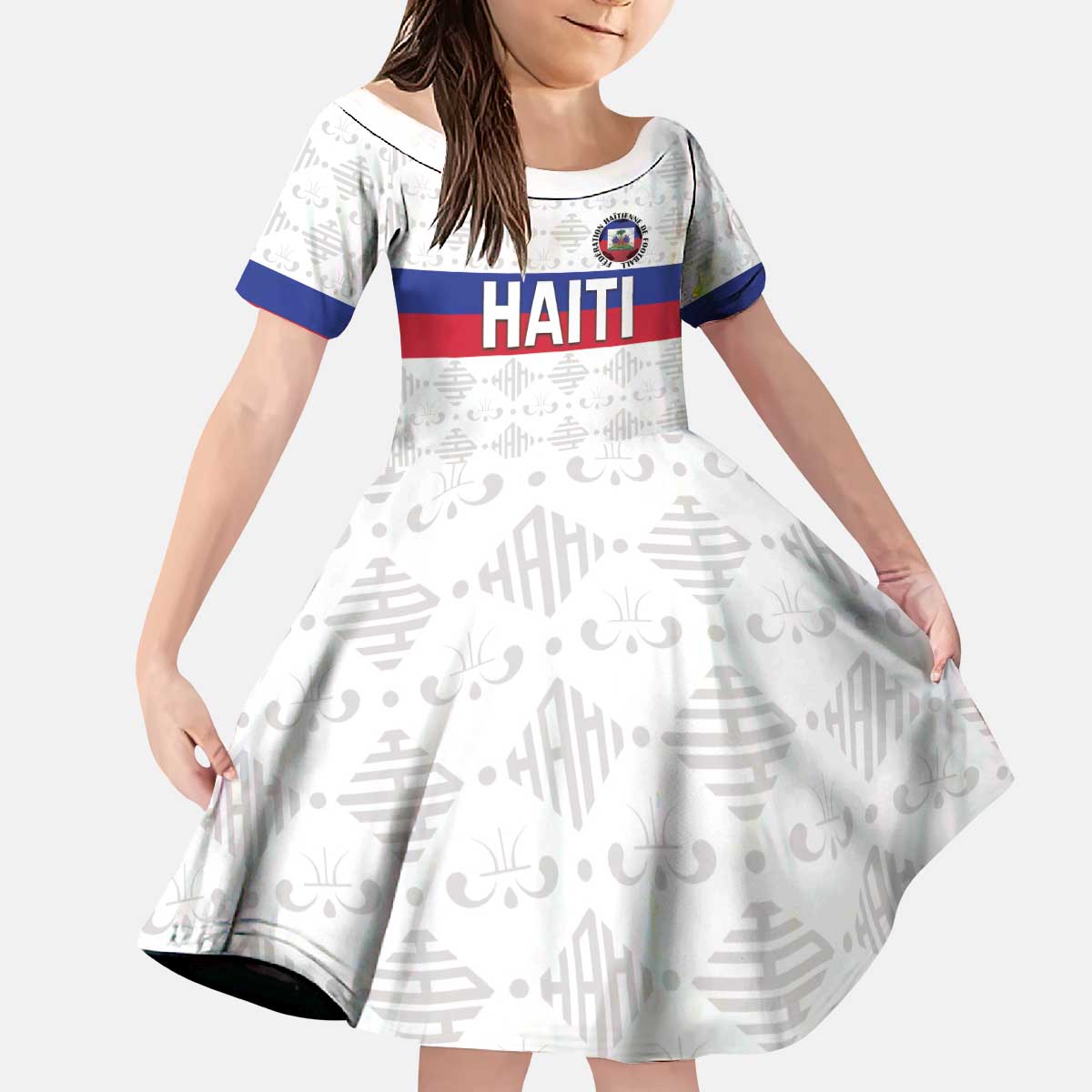 Custom Haiti Football Kid Short Sleeve Dress Ekip foutbol Ayiti