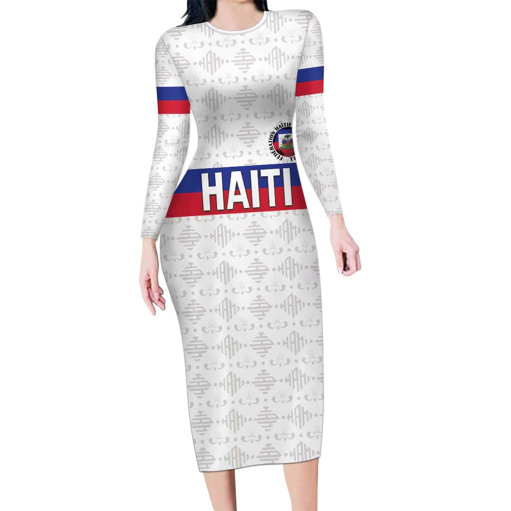 Custom Haiti Football Long Sleeve Bodycon Dress Ekip foutbol Ayiti