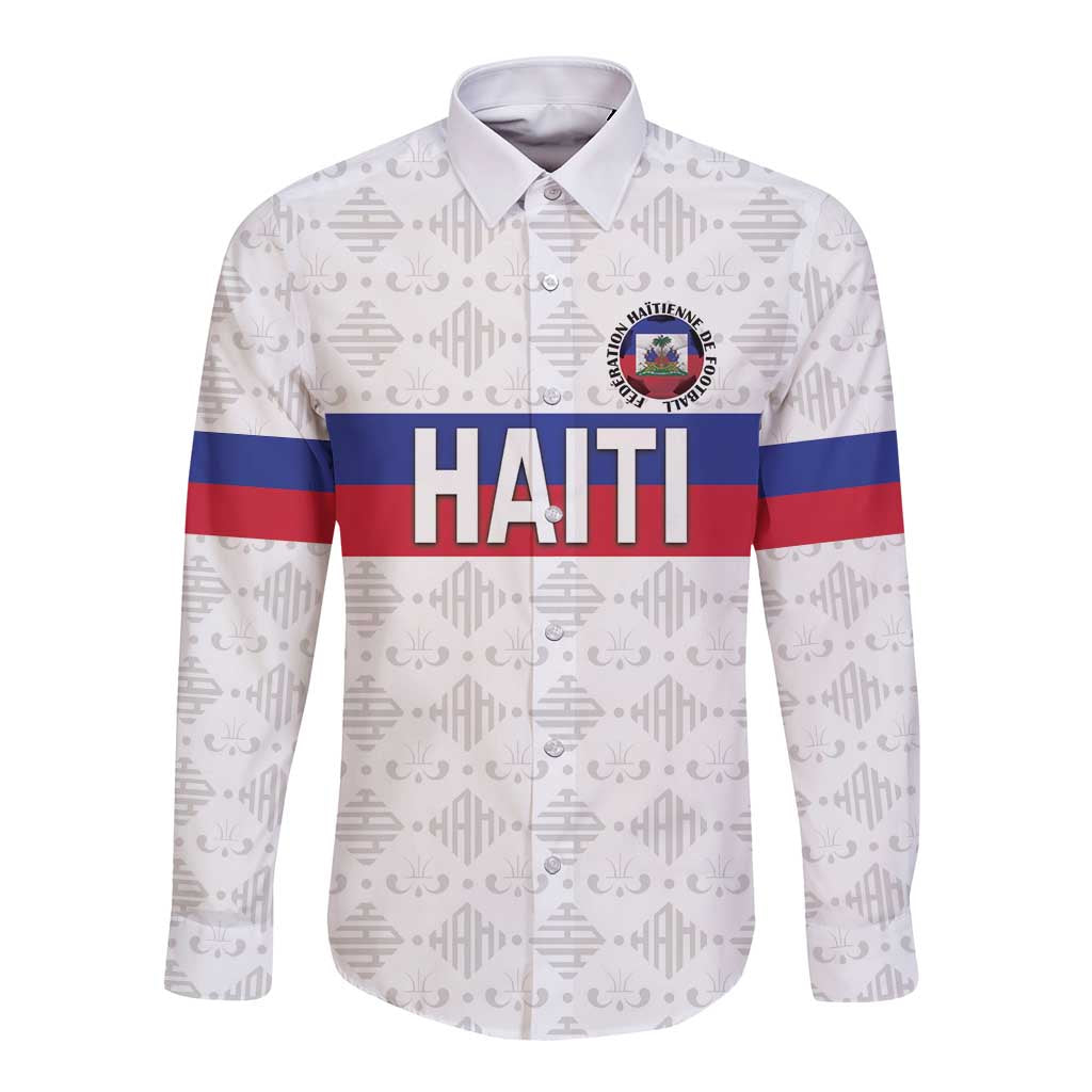 Custom Haiti Football Long Sleeve Button Shirt Ekip foutbol Ayiti