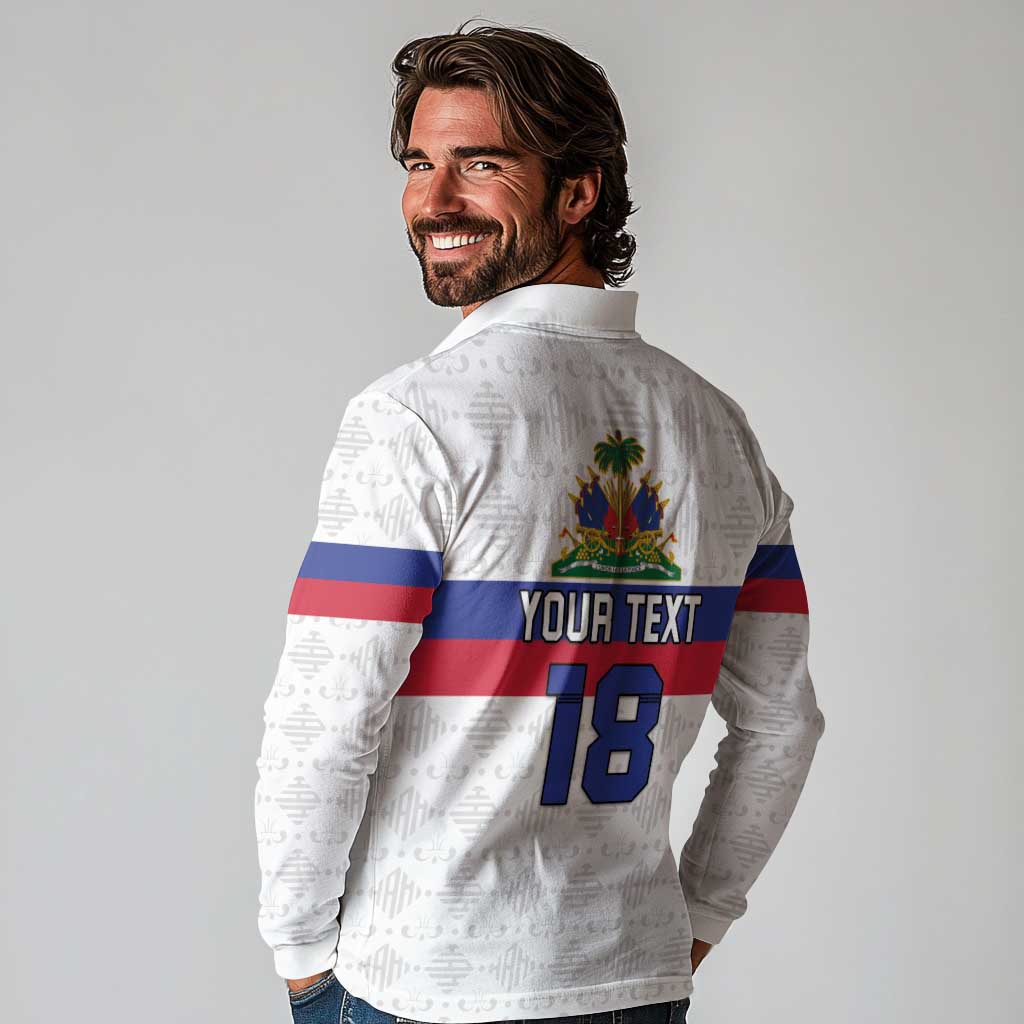 Custom Haiti Football Long Sleeve Polo Shirt Ekip foutbol Ayiti