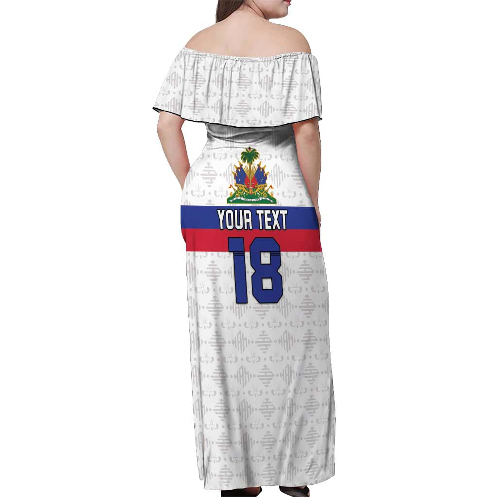 Custom Haiti Football Off Shoulder Maxi Dress Ekip foutbol Ayiti