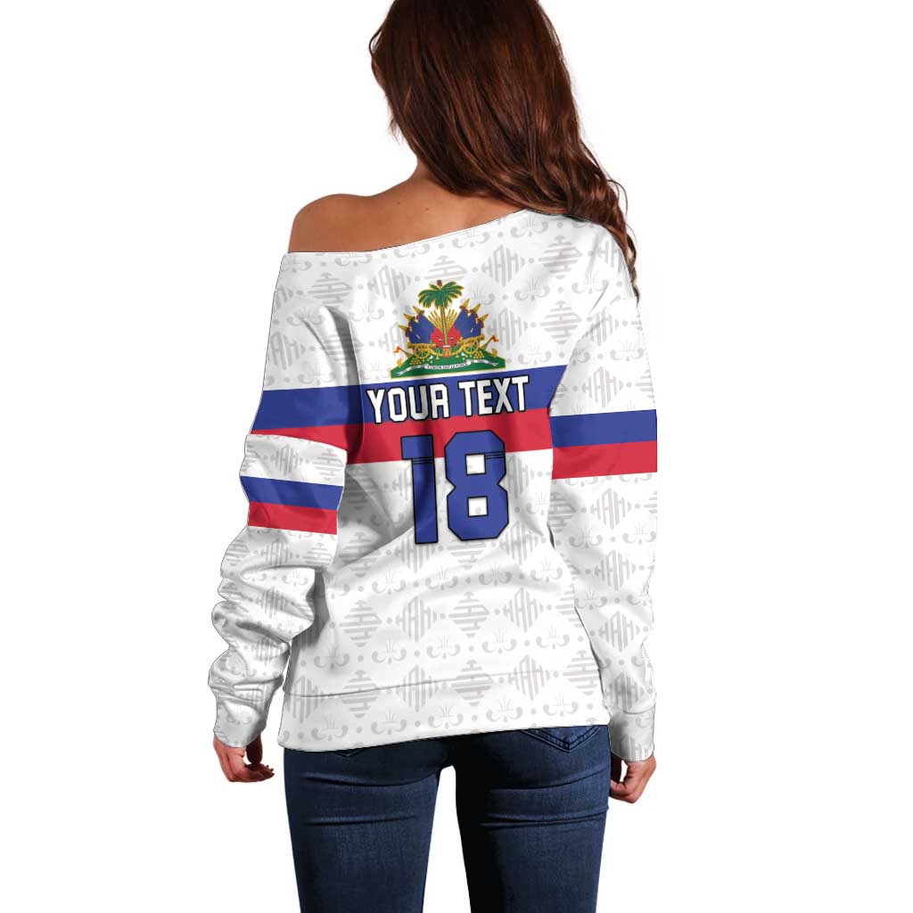 Custom Haiti Football Off Shoulder Sweater Ekip foutbol Ayiti