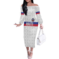 Custom Haiti Football Off The Shoulder Long Sleeve Dress Ekip foutbol Ayiti