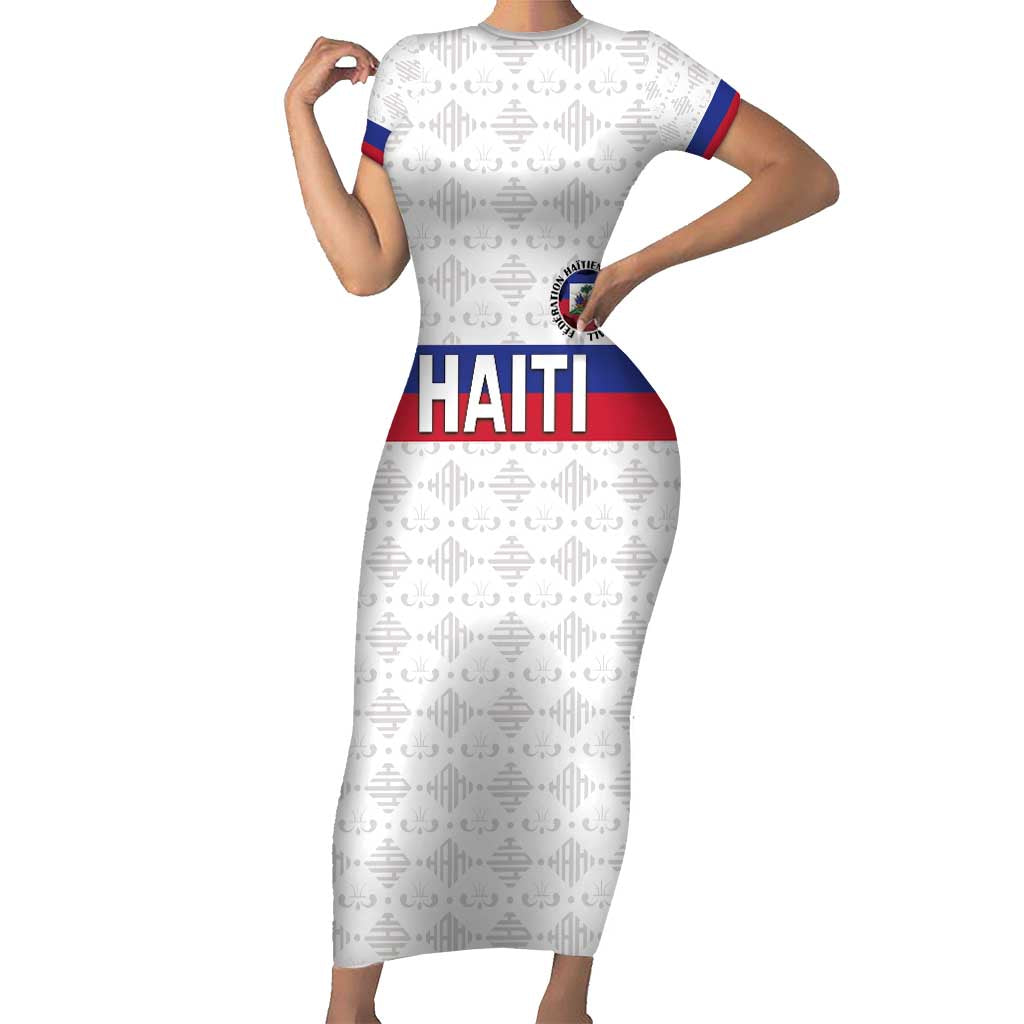 Custom Haiti Football Short Sleeve Bodycon Dress Ekip foutbol Ayiti