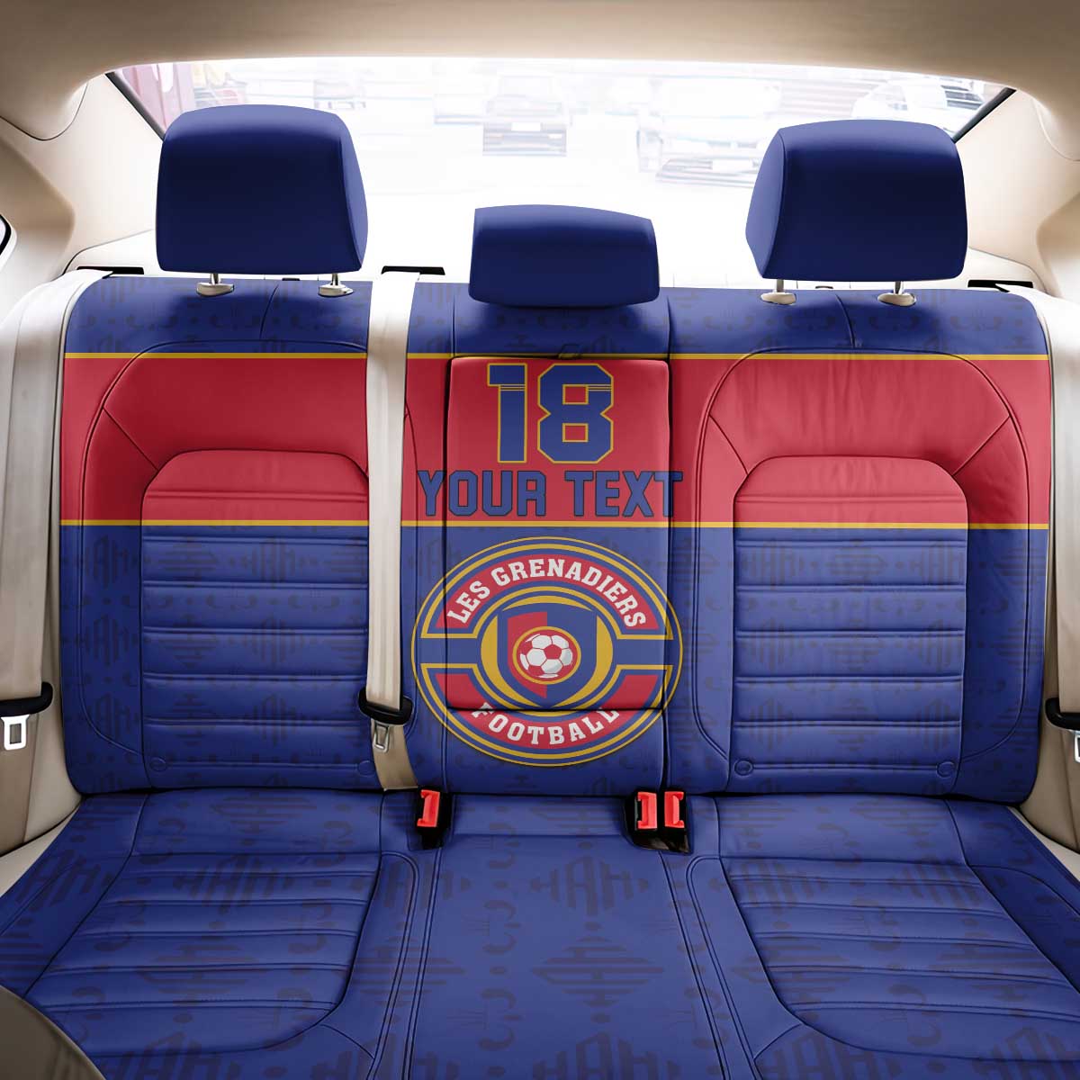 Custom Haiti Football Back Car Seat Cover Le Rouge et Bleu Sporty Style