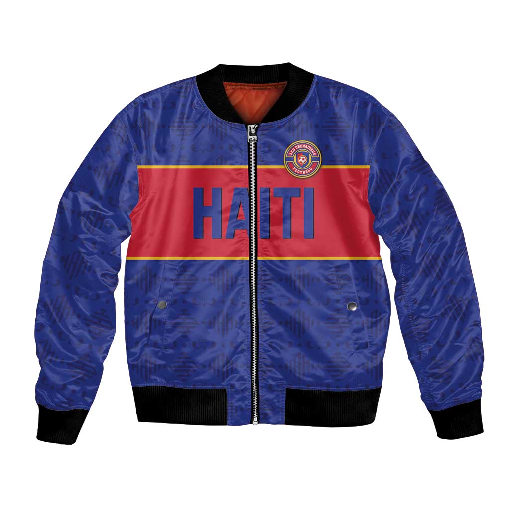 Custom Haiti Football Bomber Jacket Le Rouge et Bleu Sporty Style