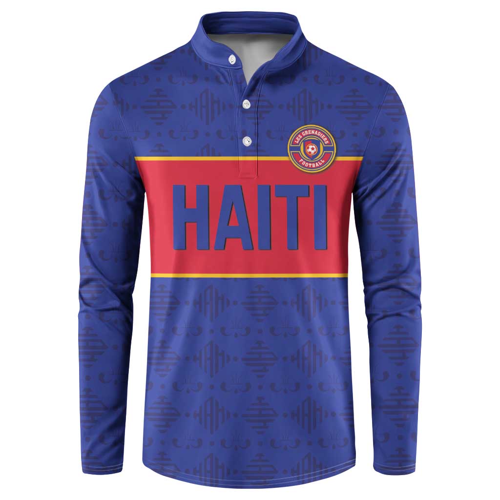 Custom Haiti Football Button Sweatshirt Le Rouge et Bleu Sporty Style