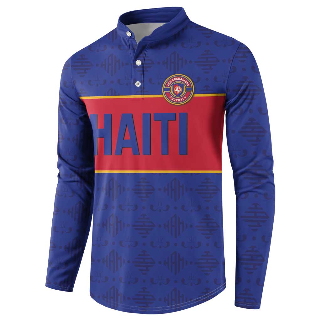 Custom Haiti Football Button Sweatshirt Le Rouge et Bleu Sporty Style