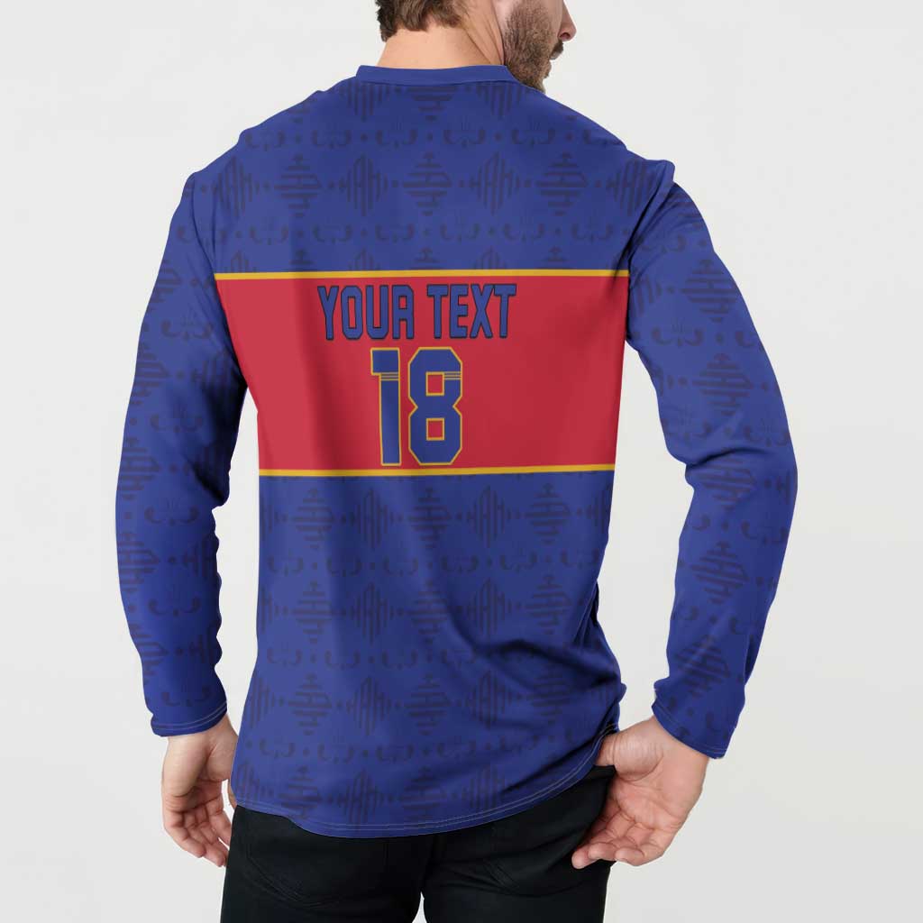Custom Haiti Football Button Sweatshirt Le Rouge et Bleu Sporty Style