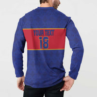 Custom Haiti Football Button Sweatshirt Le Rouge et Bleu Sporty Style
