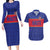 Custom Haiti Football Couples Matching Long Sleeve Bodycon Dress and Hawaiian Shirt Le Rouge et Bleu Sporty Style