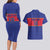 Custom Haiti Football Couples Matching Long Sleeve Bodycon Dress and Hawaiian Shirt Le Rouge et Bleu Sporty Style