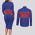 Custom Haiti Football Couples Matching Long Sleeve Bodycon Dress and Long Sleeve Button Shirt Le Rouge et Bleu Sporty Style
