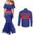 Custom Haiti Football Couples Matching Mermaid Dress and Long Sleeve Button Shirt Le Rouge et Bleu Sporty Style